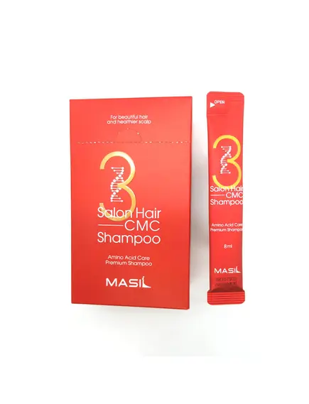 Intensyviai maitina ir drėkina sausus plauku Masil 3 Salon Hair Cmc Shampoo šampūnas su aminorūgštimis, 8 ml